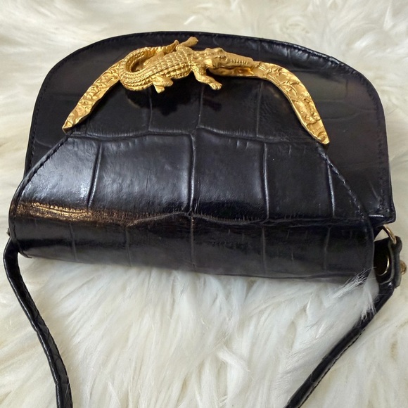 Vintage Glenn Miller For Ann Turk Alligator -Embossed Bag Whit Gold Mascaron - Picture 8 of 10